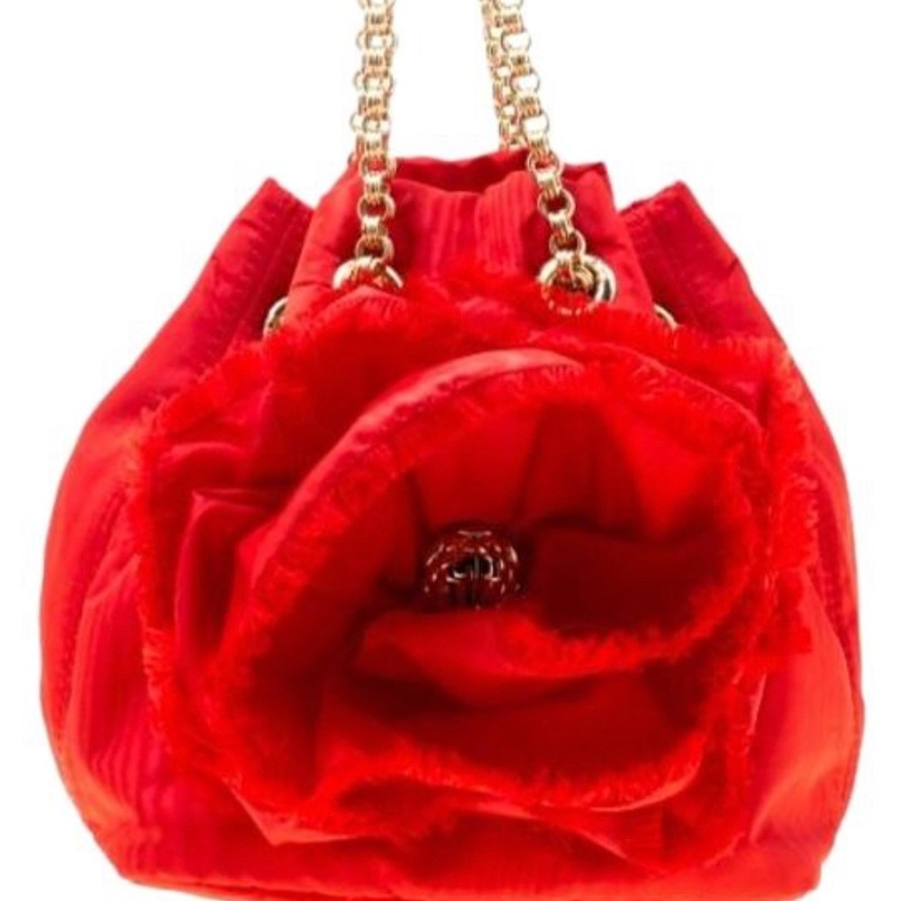 Carolina Herrera Bucket Red Nylon Shoulder Bag